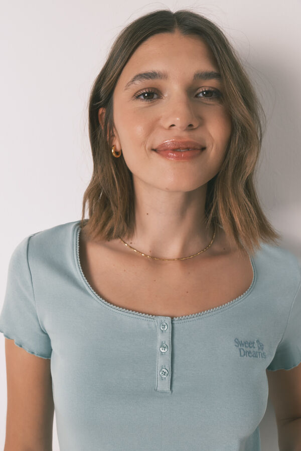 Women'secret Playera de manga corta de algod&oacute;n verde verde