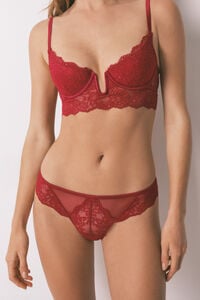 Women'secret Panty clásica encaje rojo brillo