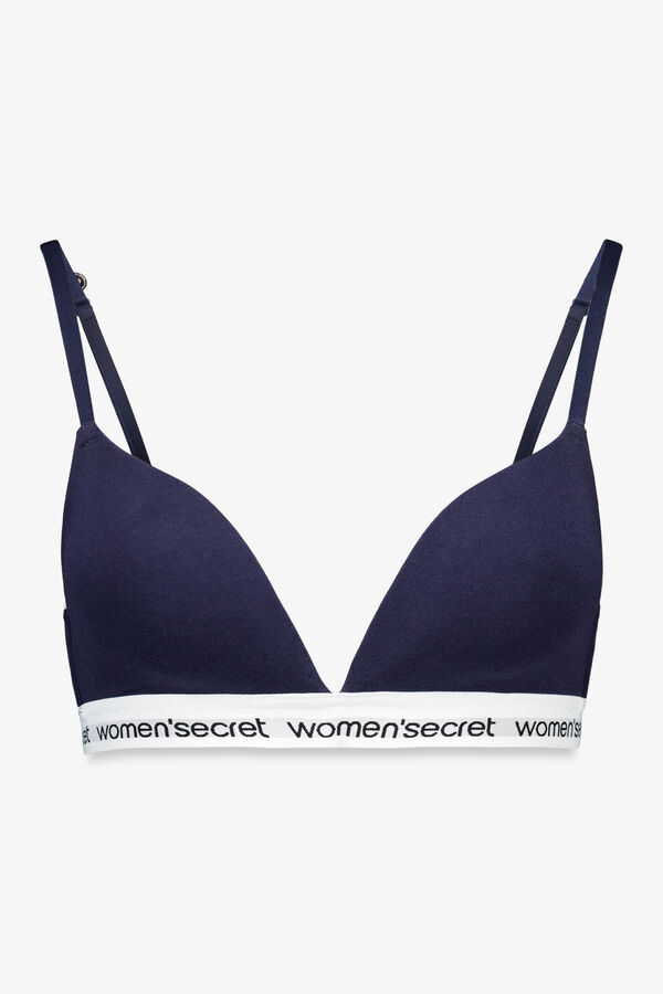 Women'secret Brasier triangular CHARMING de algodón azul oscuro azul