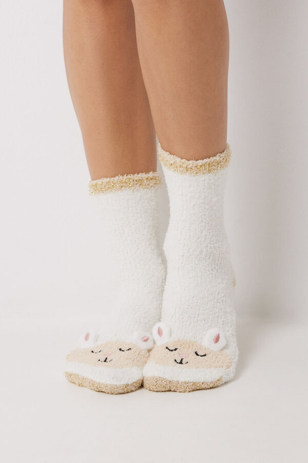Womensecret Calcetines pelo oveja blanco