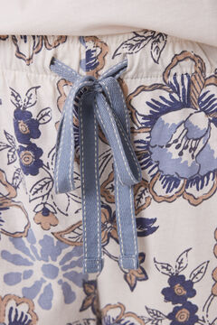 Womensecret Pantalón largo zanahoria 100% algodón flores azul