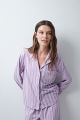 Women'secret Pijama larga camisera de rayas lila estampado