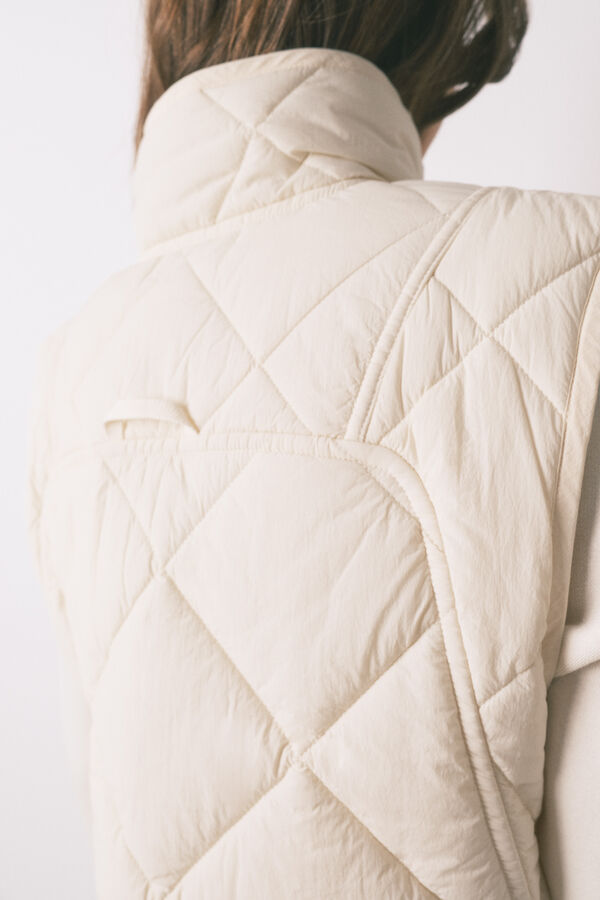 Women'secret Chaleco acolchado blanco marfil