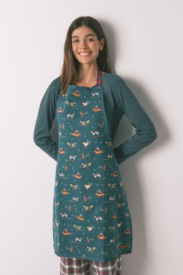 Women'secret Delantal de cocina con estampado de perro verde