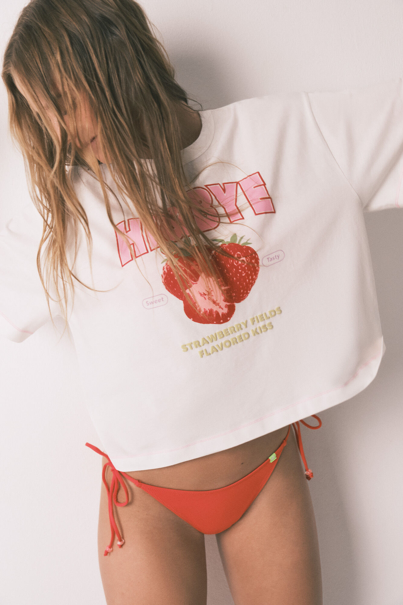 HI&BYE Panty de bikini con tiras rojo