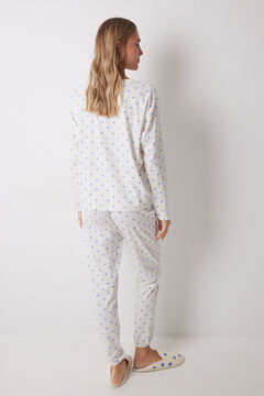 Womensecret Pijama larga 100% algodón corazones blanco