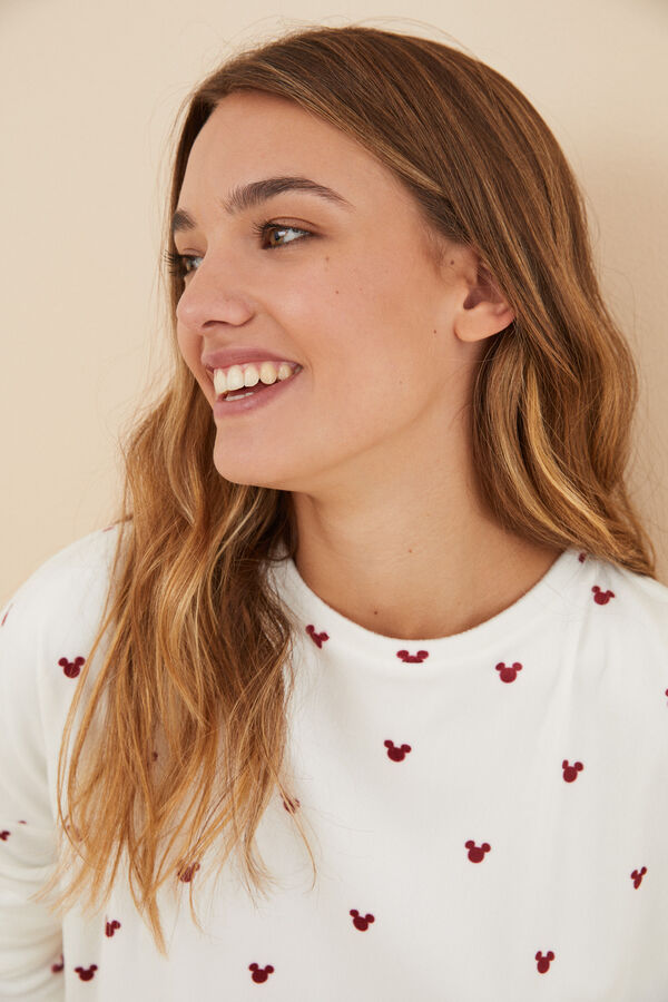 Womensecret Pijama terciopelo Mickey Mouse blanco