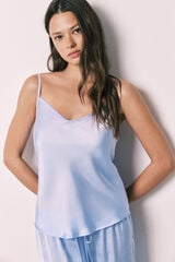 Women'secret Pijama larga de sat&eacute;n azul azul