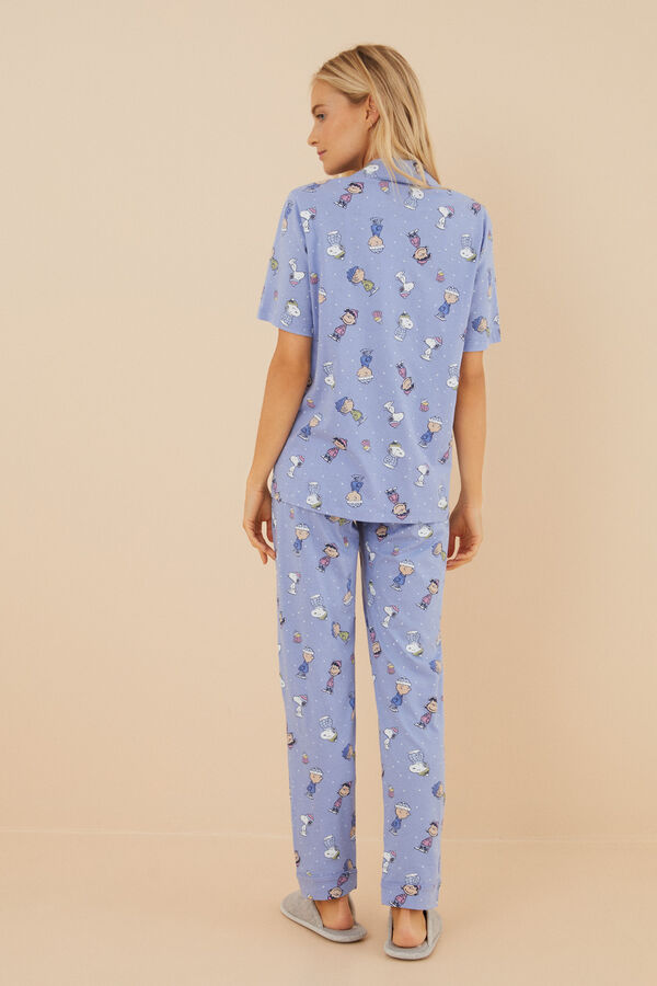 Womensecret Pijama camisera 100% algodón Snoopy azul estampado