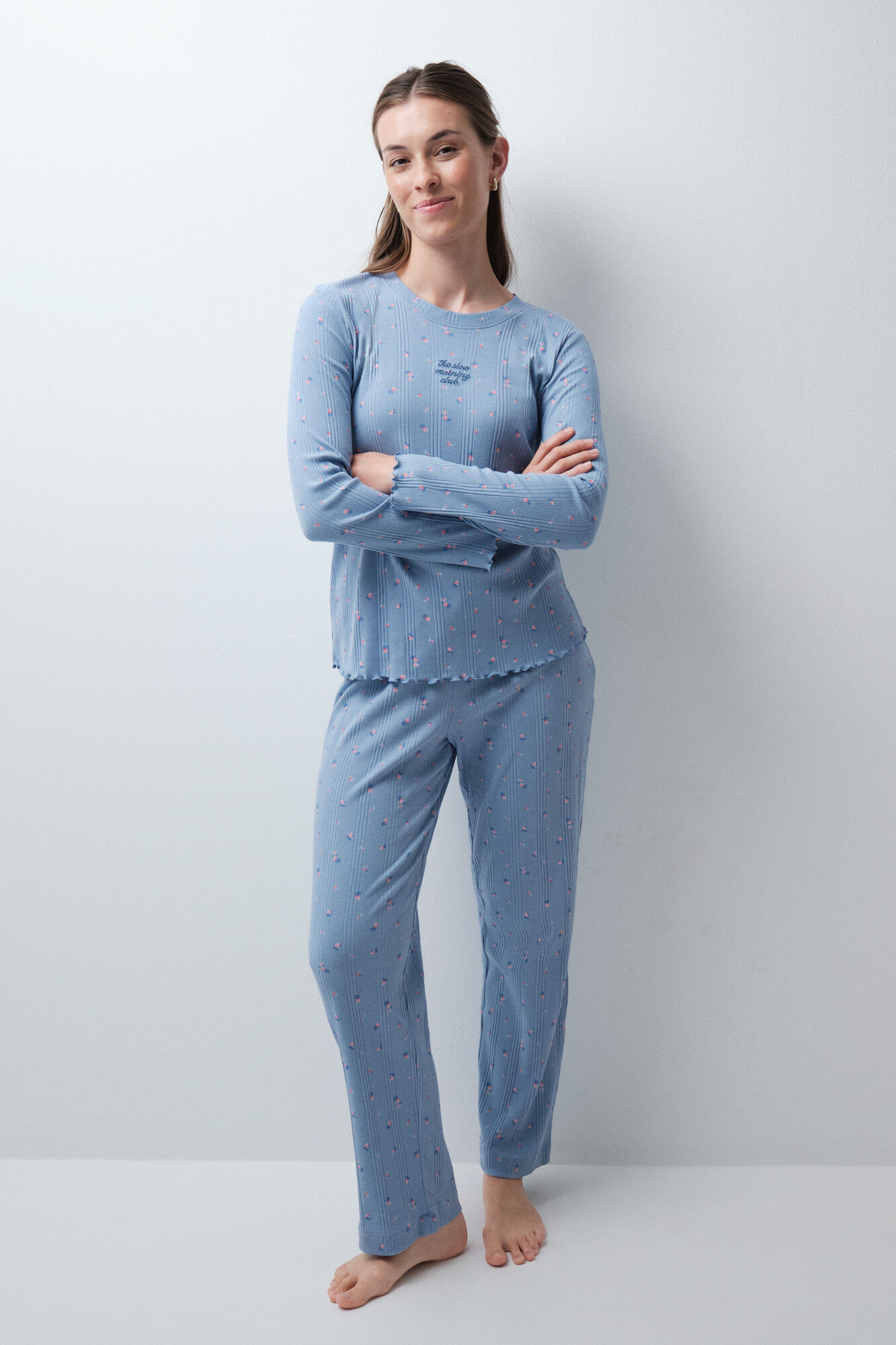 Women'secret Pijama larga de algod&oacute;n con estampado floral