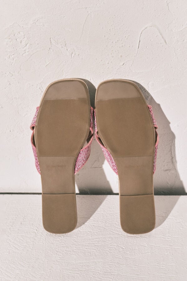 Women'secret Sandalias de pala de rafia lila rosa