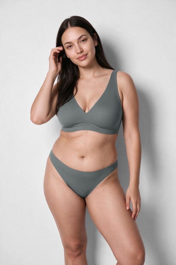 Women'secret Panty brasile&ntilde;o de microfibra y tul verde verde