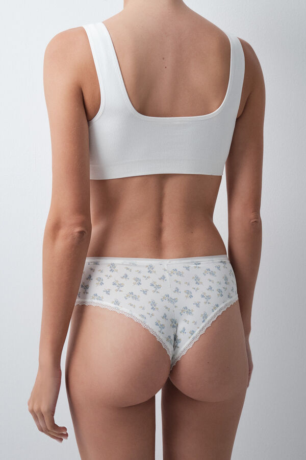 Women'secret Braga ancha brasile&ntilde;a estampado flores blanco estampado