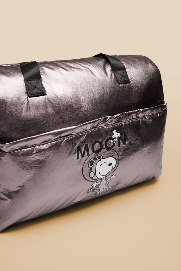 Womensecret Bolsa bowling metalizado Snoopy gris