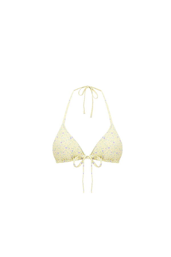 Womensecret Top de bikini mini triangular floral amarillo estampado