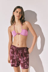 Women'secret Short de flores con flecos p&uacute;rpura