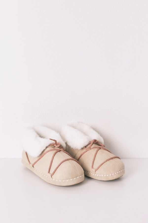 Women'secret Pantuflas botas antelina beige beige