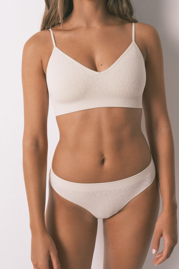 Women'secret Tanga sin costuras con estampado animal café