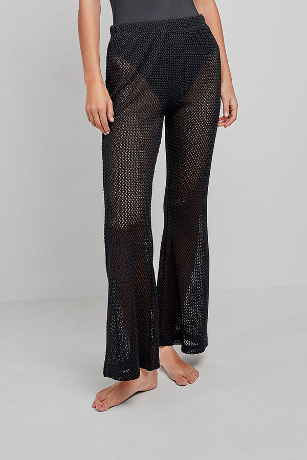 Gisela Pantalón largo de crochet negro negro