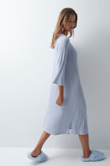 Women'secret Camis&oacute;n midi azul con detalles de encaje azul