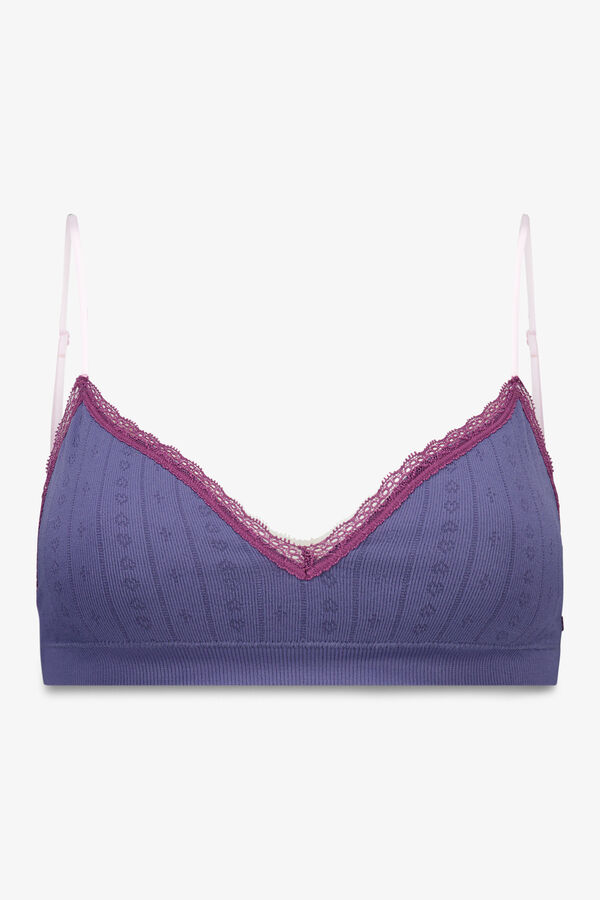 Womensecret Brasier de pointelle azul sin costuras  azul