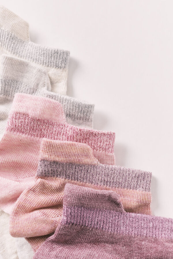 Women'secret Pack 5 calcetines cortos deportivos rosas estampado