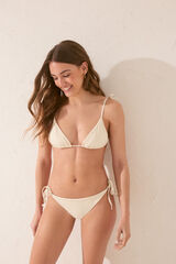 Womensecret Panty de bikini brasileña con pedrería brillante marfil