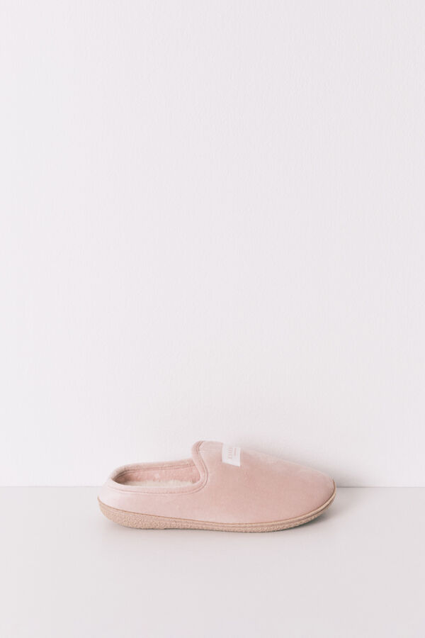 Womensecret Pantuflas para casa de velour rosa rosa