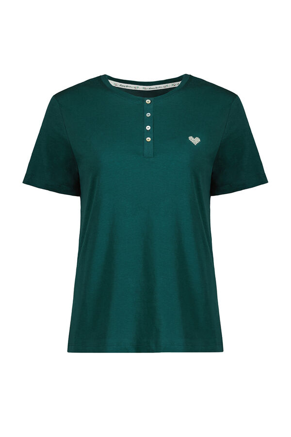 Womensecret Camiseta 100% algodón verde verde