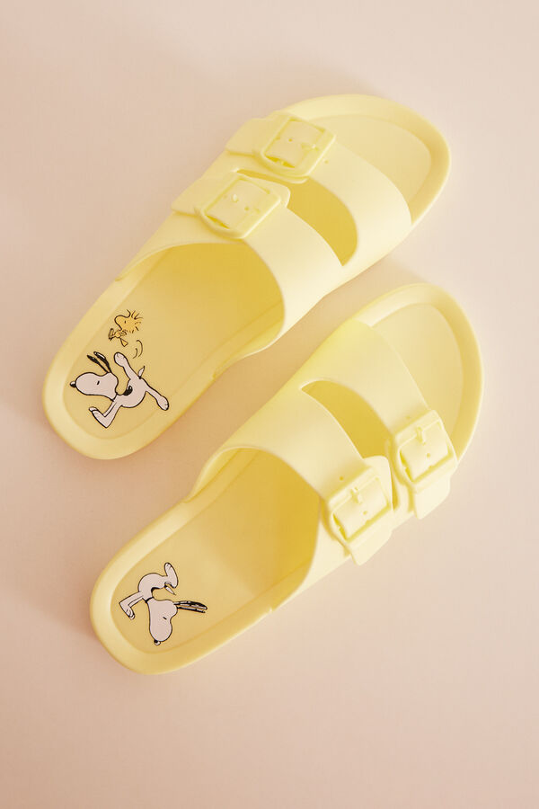 Womensecret Sandalias inyectadas amarillo Snoopy estampado