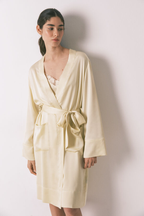 Women'secret Bata corta sat&eacute;n amarilla amarillo