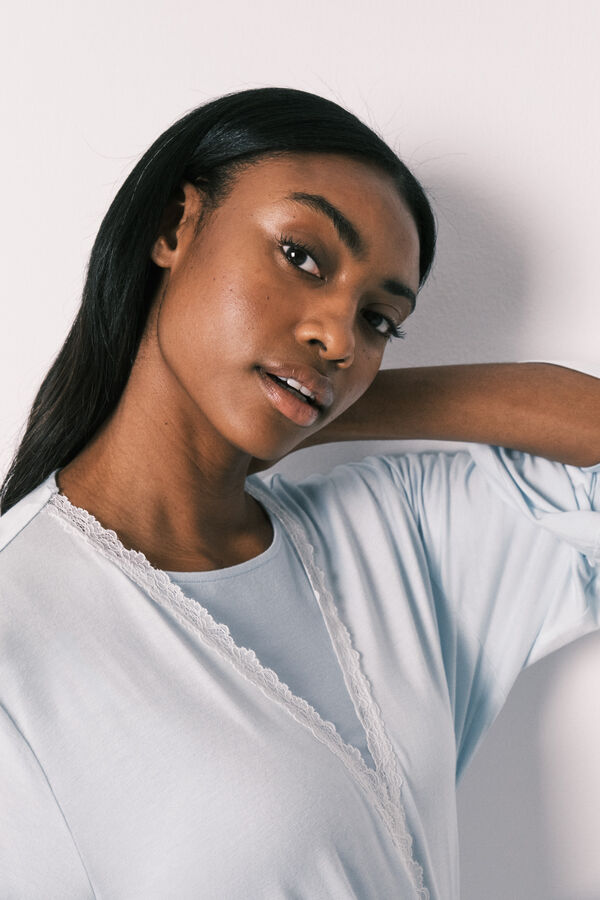 Women'secret Bata midi de tacto suave de viscosa azul azul