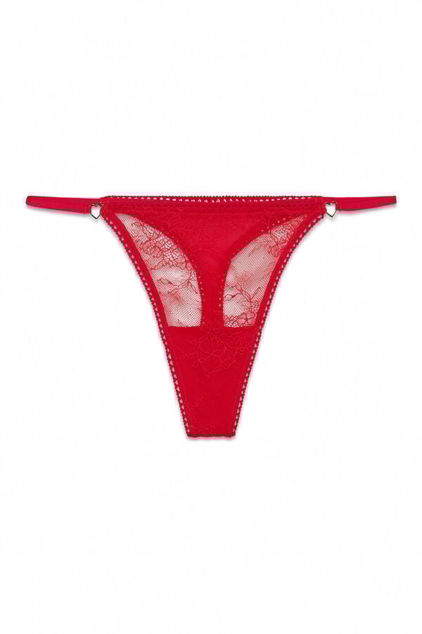 Women'secret Tanga de tira de encaje rojo rojo