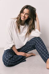 Women'secret Pantal&oacute;n largo a cuadros azul estampado