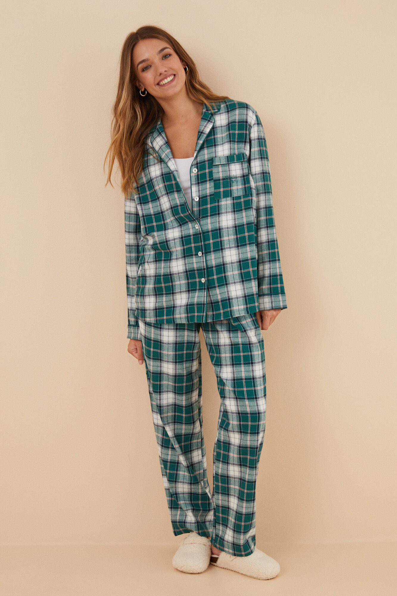Pijama cuadros 100 algodon verde Ropa de dormir y homewear de mujer WomenSecret MX