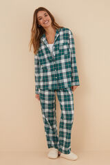 Womensecret Pijama cuadros 100% algodón verde estampado