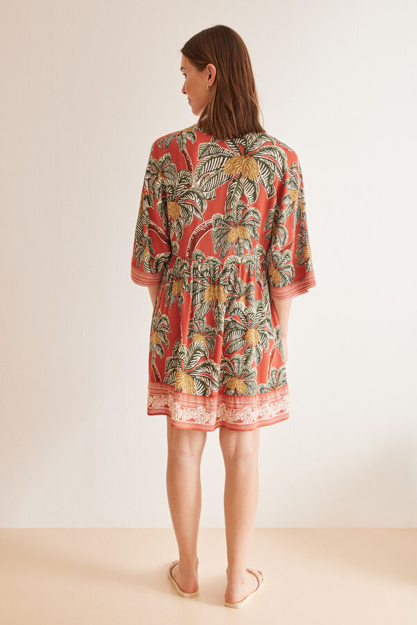 Womensecret Vestido viscosa estampado tropical estampado