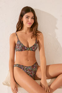 Womensecret Mini bikini brasileño negro con panty floral negro