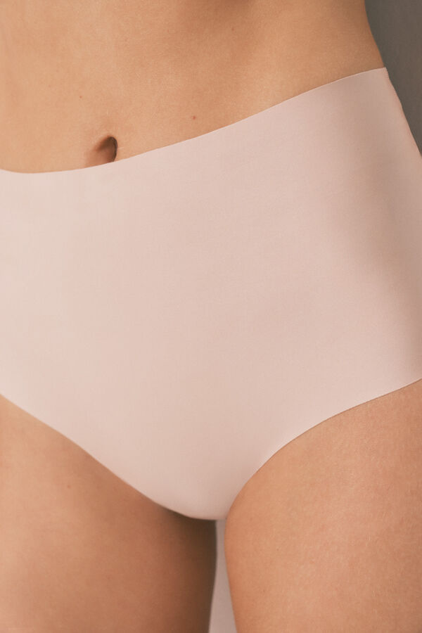 Women'secret Panty marrón de tiro alto y corte limpio nude