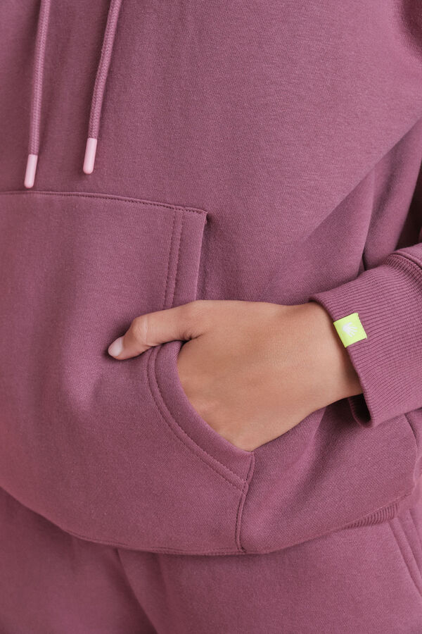 HI&BYE Sudadera con capucha rosa y logo rosa