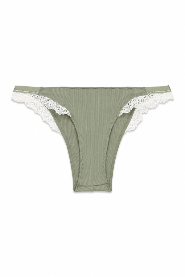 Women'secret Panty brasileño de algodón color caqui kaki