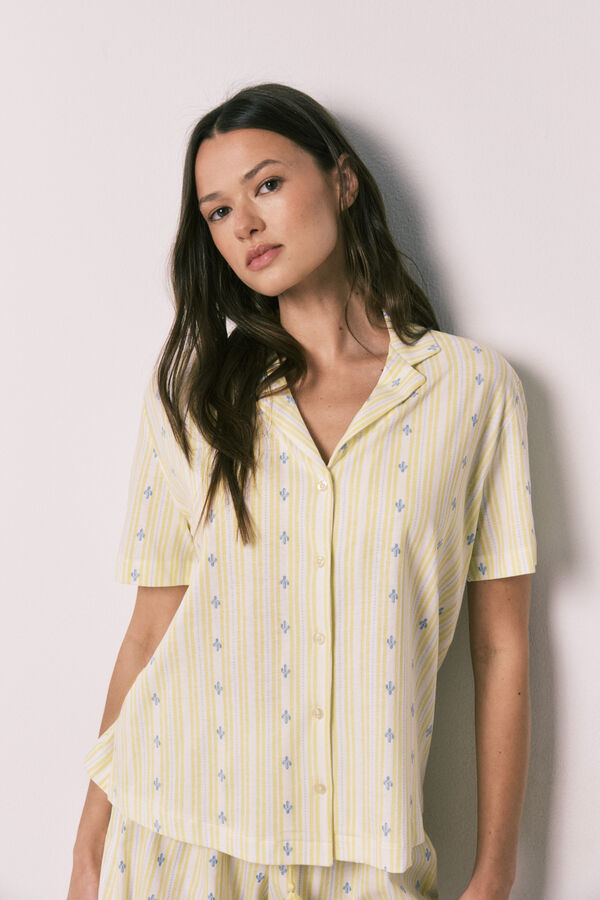 Women'secret Pijama corta camisera de algod&oacute;n amarillo amarillo