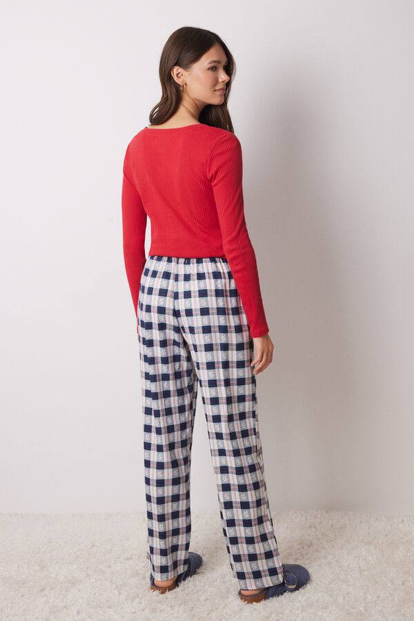 Womensecret Pantalón pijama cuadros azul estampado