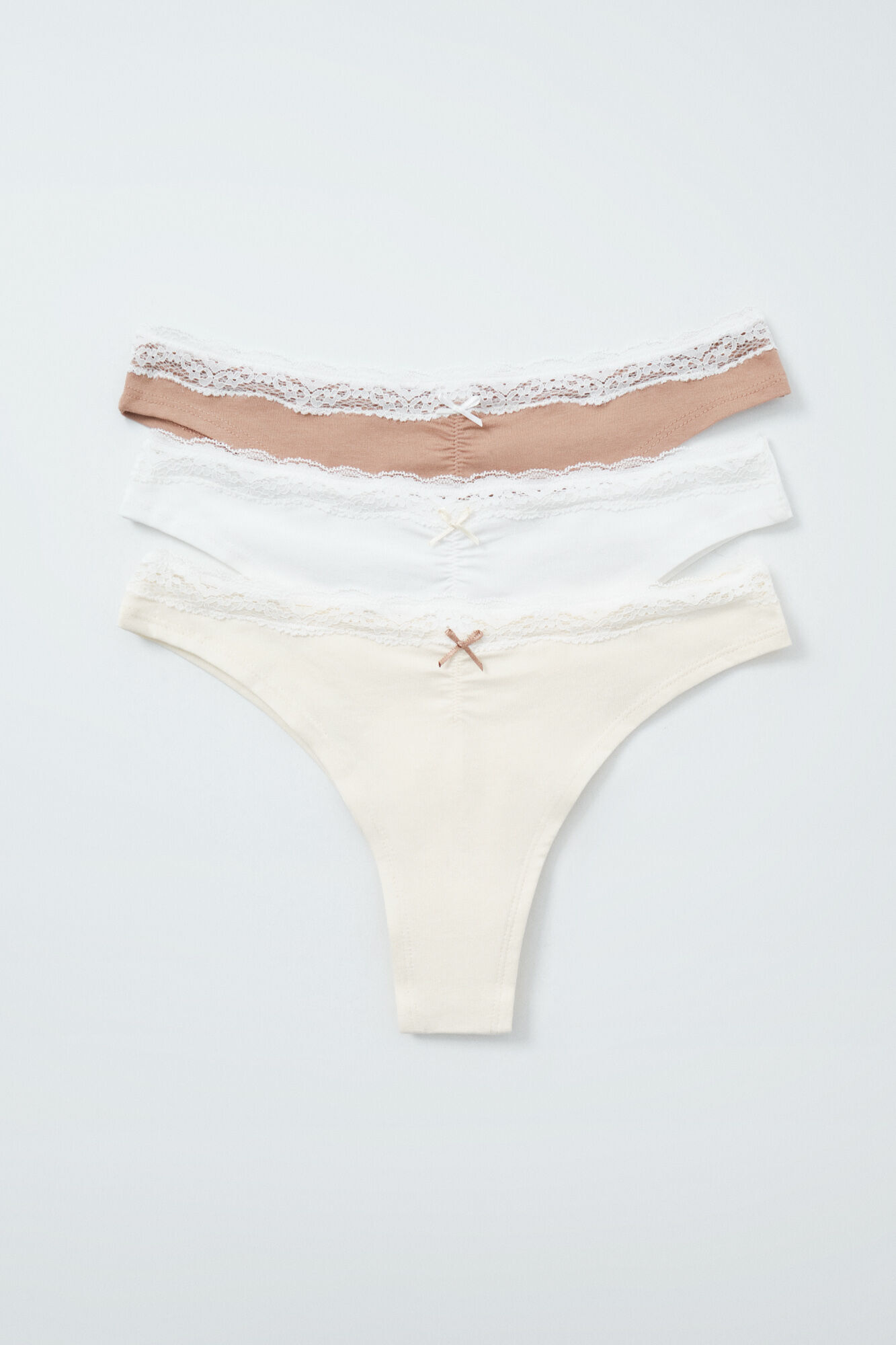Women'secret Pack 3 bragas brasile&ntilde;a algod&oacute;n lisas encaje
