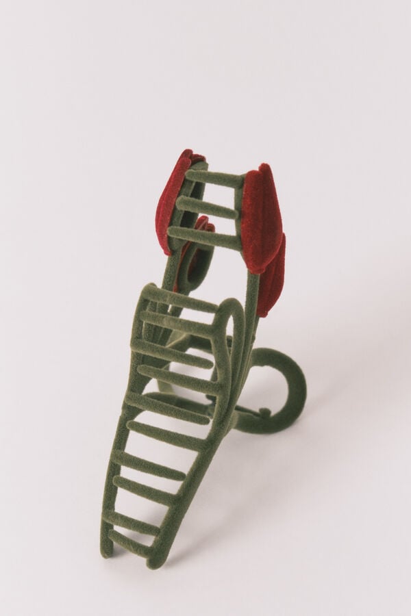 Women'secret Pinza grande de tulip&aacute;n rojo y verde verde