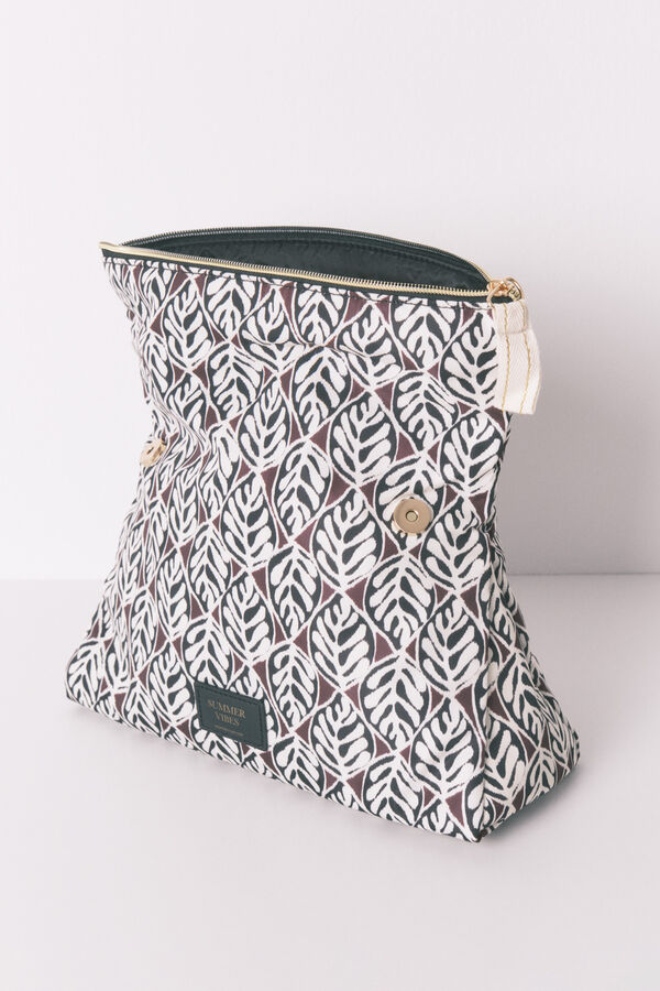 Womensecret Neceser grande acolchado con estampado de hojas  estampado