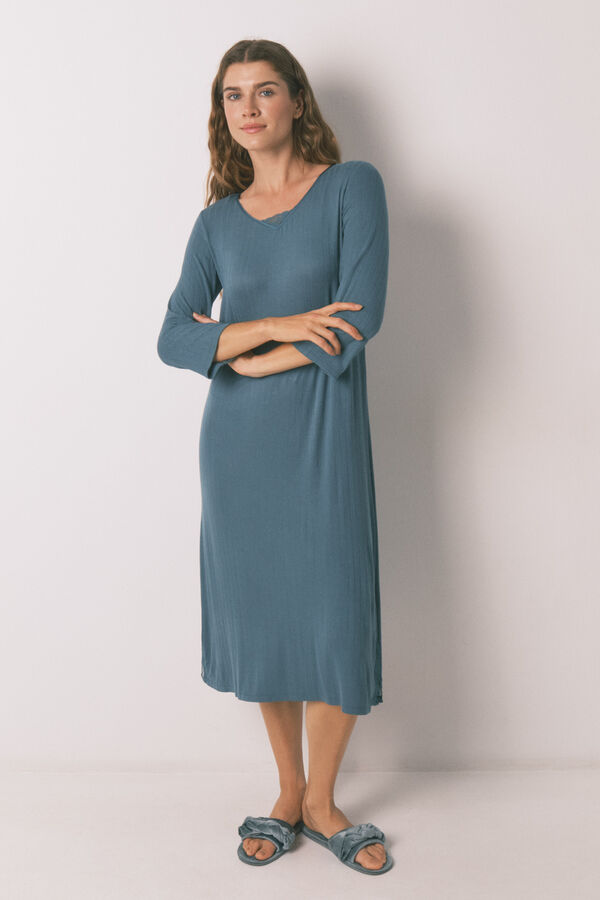 Womensecret Camisón midi de viscosa verde verde