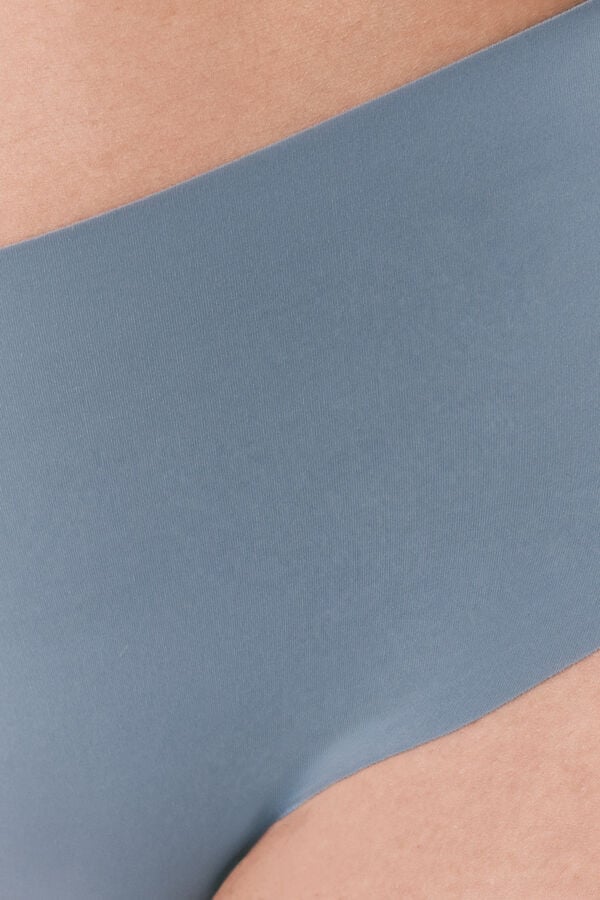 Women'secret Panty de tiro alto clean cut de microfibra azul azul