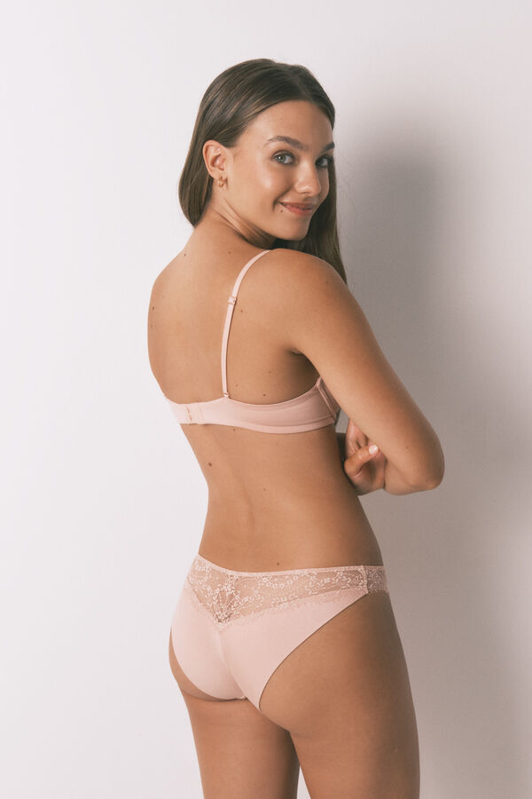 Women'secret Panty clásica de encaje rosa rosa
