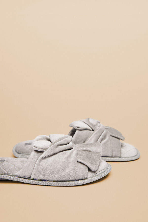 Womensecret Pantuflas terciopelo gris gris